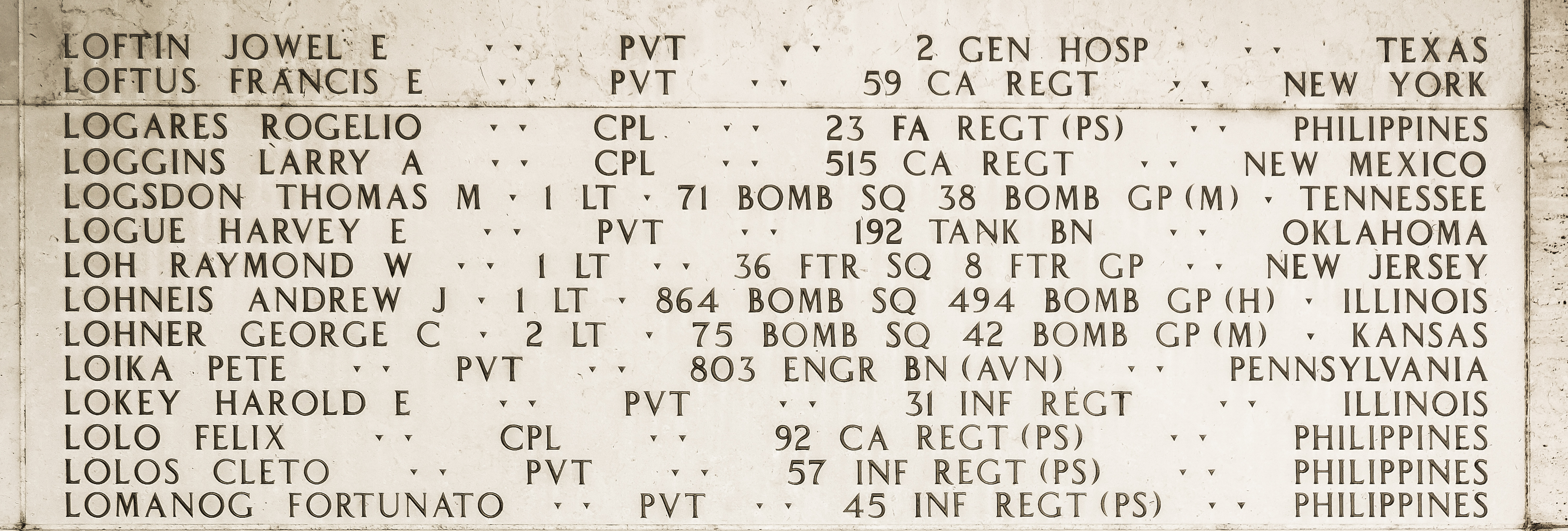 Thomas M. Logsdon, First Lieutenant